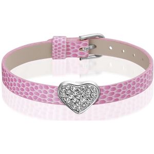 Montebello Armband Anass Roze - Dames - PU leer - Bedel - Hart - Zirkonia - 20.5 cm