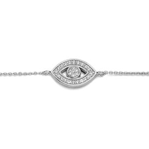 New Bling 9NB 0504 Zilveren Armband Dames - Oog - Zirkonia - 16,5+3cm - Zilverkleurig