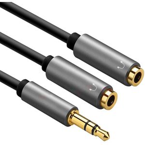 Jack Splitter Kabel - 3.5 mm naar 3.5 mm - Male to Female - Universeel - Zwart - 1.5 meter - Allteq