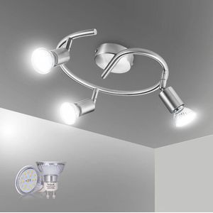 Rond Draaibare Plafondlampen - Verstelbare Spot 230V GU10 6W 550LM - Natuurlijk Wit 4000K - Mat Nikkel - Ronde Spotlights voor Slaapkamer Woonkamer Keuken