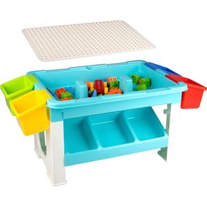 Eddy Toys 69-delige speelgoedset - speeltafel: 48 x 35 x 31 cm - 60 bouwstenen - opslag - kunststof