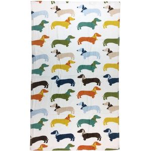 Handdoek teckel - 70x120 cm - multi - badstof