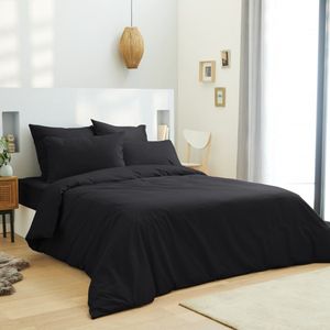 Univers Décor - Set van 4 Unicolore Black lakens voor bed 140 x 190 cm 100% katoen / 57 draden/cm²