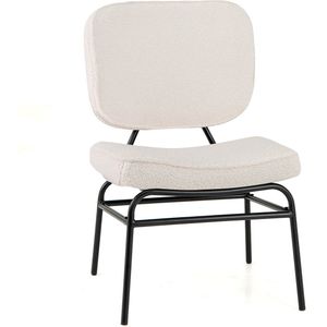 COSTWAY Eetkamerstoel, sherpa-keukenstoel met gebogen zitting en rugleuning, gestoffeerde stoel, belastbaar tot 150 kg, woonkamerstoel voor eetkamer, woonkamer, slaapkamer (beige)