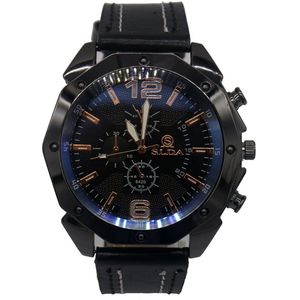 Horloge - Kast 50 mm - Metaal en Kunstleer - Zwart