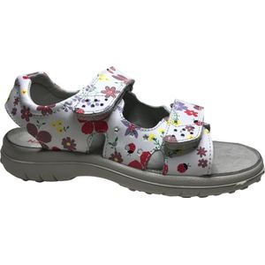 Naturino - mt 33- velcro bloemen print lederen sandalen - Dock - wit