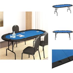 vidaXL Pokertafel - Inklapbaar - 206x106x75 cm - Casinokwaliteit vilten blad - Ingebouwde bekerhouders - Staal frame - Blauw - Pokertafel