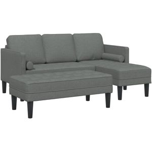 vidaXL - 2-delige - bankset - met - kussens - Donkergrijze - stof