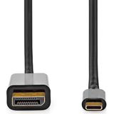 Nedis USB-C Adapter - USB 3.2 Gen 1 - USB-C Male - DisplayPort Male - 4K@60Hz - 2.00 m - Rond - Verguld - PVC - Zwart - Doos