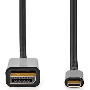 Nedis USB-C Adapter - USB 3.2 Gen 1 - USB-C Male - DisplayPort Male - 4K@60Hz - 2.00 m - Rond - Verguld - PVC - Zwart - Doos