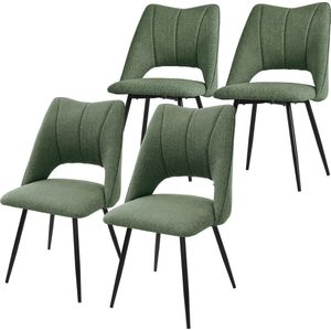 Eetkamerstoel set van 4 groen gestoffeerd incl. montagemateriaal Gestoffeerde stoel Keukenstoel ML design