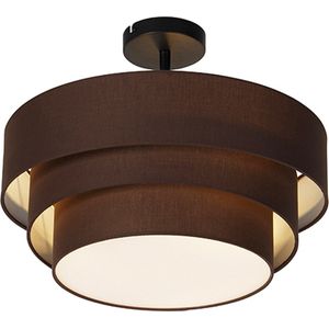 QAZQA drum-neutron - Moderne Plafondlamp - 3 lichts - Ø 450 mm - Bruin - Woonkamer | Slaapkamer | Keuken