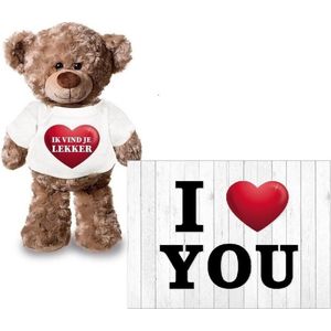 I Love You Valentijnskaart met ik vind je lekker teddybeer / knuffelbeer - Valentijnsdag cadeau