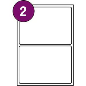 A4 Stickervellen Geschikt voor pakketten en brieven | 210 mm x 148 mm | Wit - 2 Stickers per Vel - 100 stuks per verpakking - Papier - Zelfklevend - Geschikt voor: Inkjet- en laserprinters