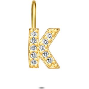 Twice As Nice Hanger in 18kt verguld zilver, letter K met steentjes