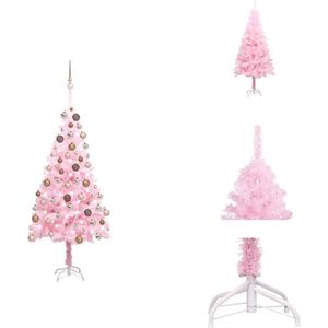 vidaXL Roze Kunstkerstboom - 150 cm - PVC - LED-verlichting - USB-aansluiting - Decoratieve kerstboom