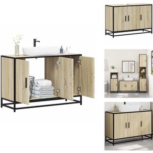 vidaXL Badkamer Wastafel Kast - Badkamer Wastafel Kasten - Badkamer Wastafel Kast - Badkamer Ijdelheid - Wastafelkast 90x33x60 cm bewerkt hout sonoma eikenkleurig