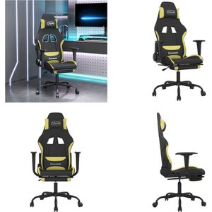 vidaXL Gamestoel met voetensteun stof zwart en lichtgroen - Gamingstoel - Gamingstoelen - Televisiestoel - Racingstoel