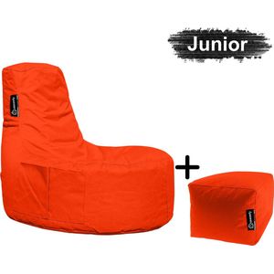 Casacomfy – Gamer Junior – Zitzak – Oranje + Voetbankje – Waterbestendig