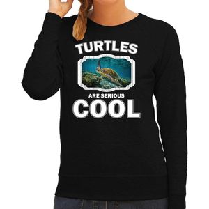 Dieren schildpadden sweater zwart dames - turtles are serious cool trui - cadeau sweater zee schildpad/ schildpadden liefhebber XS