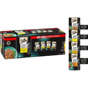 Sheba Kattenvoer Mini Filets - Adult - Natvoer - Kip in Saus Maaltijdzakjes 40 x 85g Mega Pack