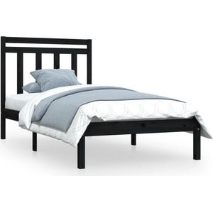vidaXL - Bedframe - massief - hout - zwart - 100x200 - cm