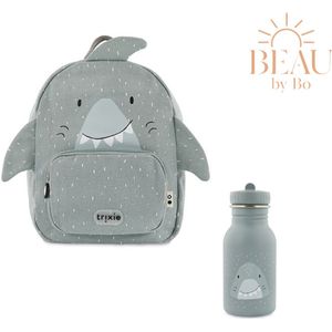 BEAU by Bo Trixie Back to School set - Rugzak/Drinkfles 350ml - Mr. Shark