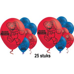 Amscan - Super Mario - Mario Bros - Feestballonnen - Ballonnen - Rood & blauw - Bulk - 25 stuks - 23 cm.