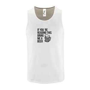 Witte Tanktop sportshirt met ""If you're reading this bring me a Beer "" Print Zwart Size S