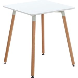Bijzettafel Classic - laptoptafel hout - Ontbijt - Bed - Vierkant - Wit - 60x60x70cm