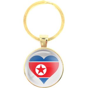 Sleutelhanger Glas - Hart Vlag Noord Korea