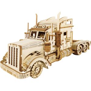 Robotime - Heavy Truck - Vrachtwagen - Voertuig - Houten modelbouw - Modelbouw - DIY - Hout 3D puzzel - Tieners - Volwassenen - 260 stukjes