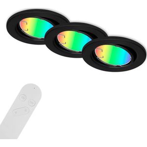 Briloner Leuchten FIT MOVE S - LED inbouwarmatuur - 7373- 035 - 4,9W - 400 lm - CCT- /RGB- regeling, dimbaar via afstandsbediening - timerfunctie, geheugenfunctie - met Amazon Echo en Google Home bruikbaar - set van 3 - IP20 - 25.000 uur -