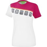 Erima Teamline 5-C T-Shirt Dames Wit-Love Rose-Peach Maat 34