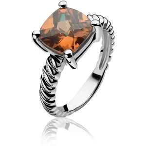 ZINZI zilveren ring bruin ZIR937B