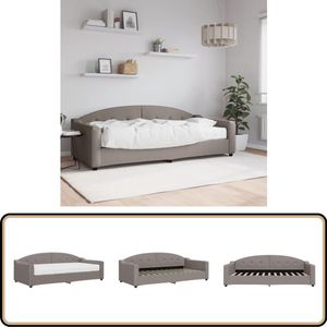 vidaXL Slaapbank - 90x200 cm - Inclusief Matras - Taupe Slaapbank - Tweepersoons Sofa - Multifunctionele Meubels - Comfortabele Stoffen - Designmeubilair