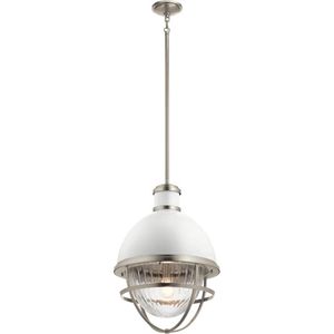 Kichler LED Pendelarmatuur Tollis | 1X E27 Max 40W | Dimbaar | Brushed Nickel & White