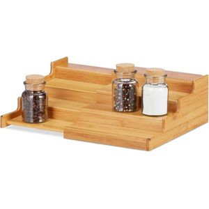 Bamboo Spice Rack Extendable 11x38.5x28 cm Moisture-Resistant 4 Steps Nature