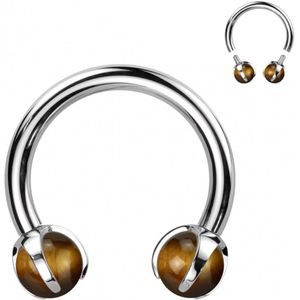 Piercing titanium horseshoe tijgeroog