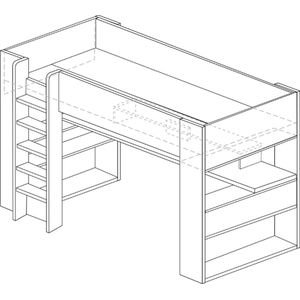 Hoogslaper met bureau en LED-verlichting - Raven - 90x200 - Donkergrijs