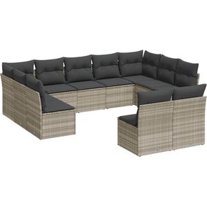 vidaXL 11-delige Loungeset lichtgrijs met kussens