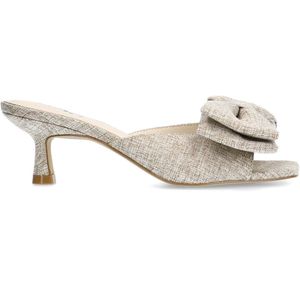 Sacha - Dames - Beige muiltjes met hak en strik - Maat 36