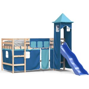 vidaXL-Kinderhoogslaper-met-toren-80x200-cm-massief-grenenhout-blauw