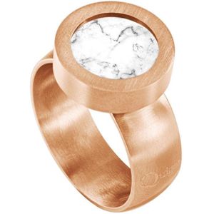 Quiges RVS Schroefsysteem Ring Rosegoudkleurig Mat 20mm met Verwisselbare 12mm Mini Munt - SLSRS52220