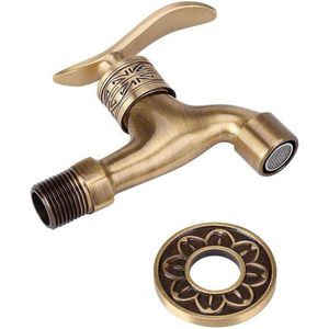 Antique Style Brass Wall Mount Laundry Cold Water Tap for Bathroom Kitchen