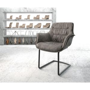 Sledestoel Kaira-Flex sledemodel rond zwart microvelours antraciet vintage