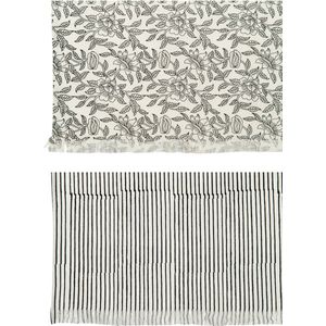 J-Line tafelkleed Indi - textiel - zwart - 2 stuks