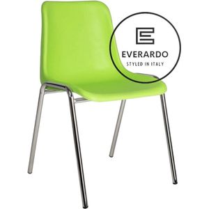 King of Chairs model KoC Everardo lime met verchroomd onderstel. Kantinestoel stapelstoel kuipstoel vergaderstoel tuinstoel kantine stoel stapel kantinestoelen stapelstoelen kuipstoelen stapelbare keukenstoel Helene eetkamerstoel