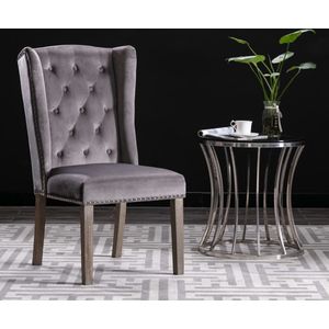 The Living Store Eetkamerstoelen 4 st fluweel grijs - Eetkamerstoelen - Fluweel Stoelen - Grijs Meubilair - Design Stoelen - Moderne Stoelen