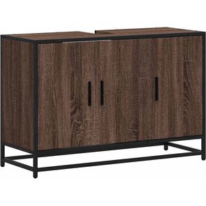 vidaXL - Wastafelkast - 90x33x60 - cm - bewerkt - hout - bruin - eikenkleurig